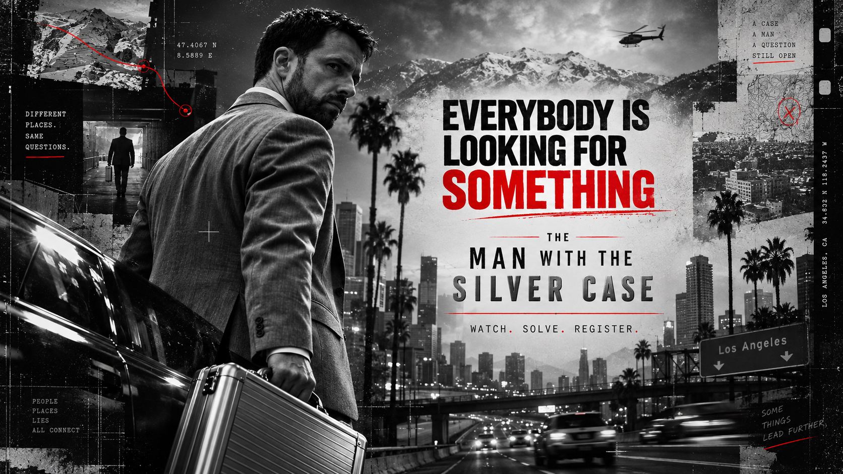 The man with the silver case in Los Angeles. Everybody is looking for something.